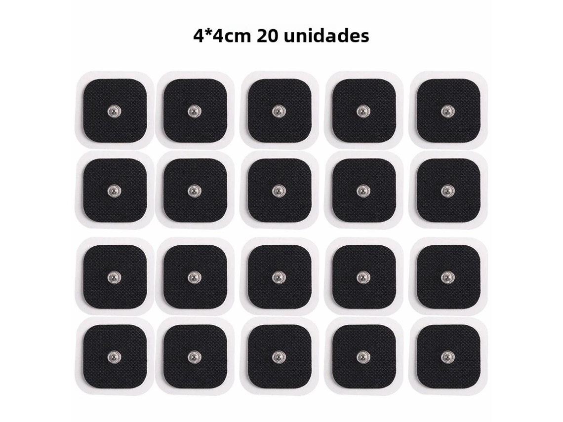 (20 Piezas Negras) Parches De Electrodos No Tejidos, Paquete De Repuesto A Presión De 4 X 4 Cm