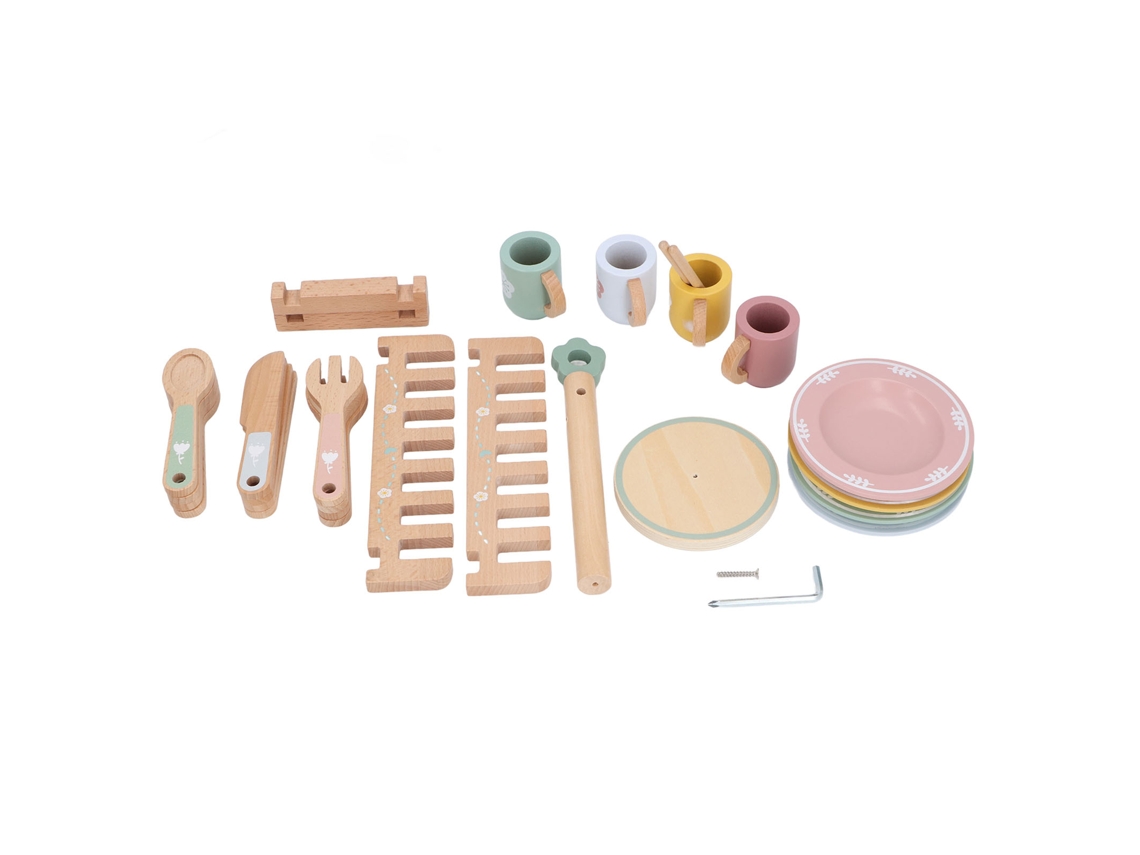 Mali conjunto de Brinquedos de Cozinha de Madeira com Pratos Copos Utensílios para Crianças