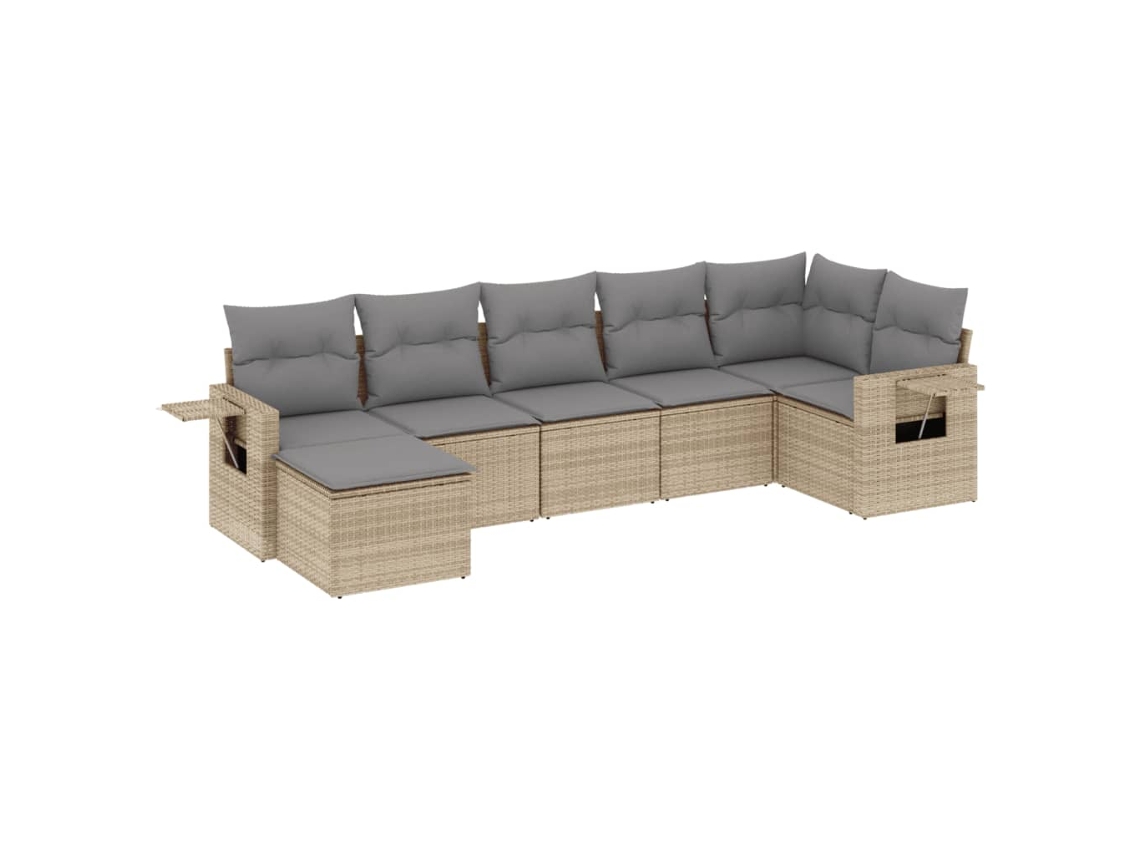Maison Exclusive - Set Sofás De Jardín 7 Piezas Y Cojines Ratán Sintético Beige