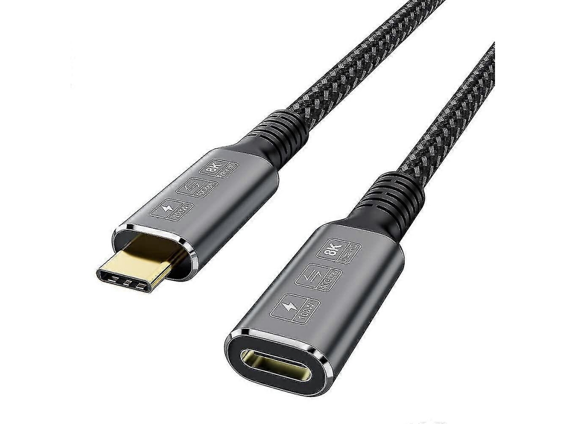 Cable alargador Thunderbolt 4 USB C macho a hembra, 8k/5k, 40gbps, 100w, 0,8m