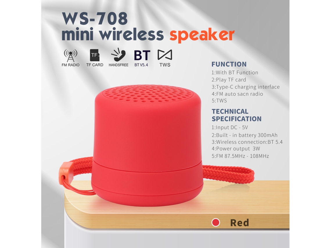 Coluna Bluetooth Eifson Ws-580 Mini Altavoz Inalámbrico, Radio Fm (rojo)