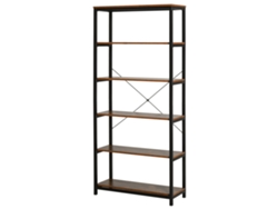 VPMKP - Librería Homcom De Estilo Industrial Retro Con 6 Estantes Antivuelco, 80x30x180 Cm, Marrón Rústico.