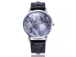 Reloj De Pulsera Unisex De Cuarzo Con Correa De Piel Sintética Con Estampado De Mármol Negro Ccq