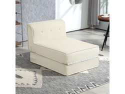 Sofá cama plegable con respaldo acolchado, sillón convertible, cama extra – para salón y despacho, color blanco crema.