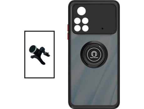 Kit Carcasa Anti Choque Camera Protection + Soporte Magnético Reforzado de Coche para Xiaomi Poco X4 Pro 5G PHONECARE Negro