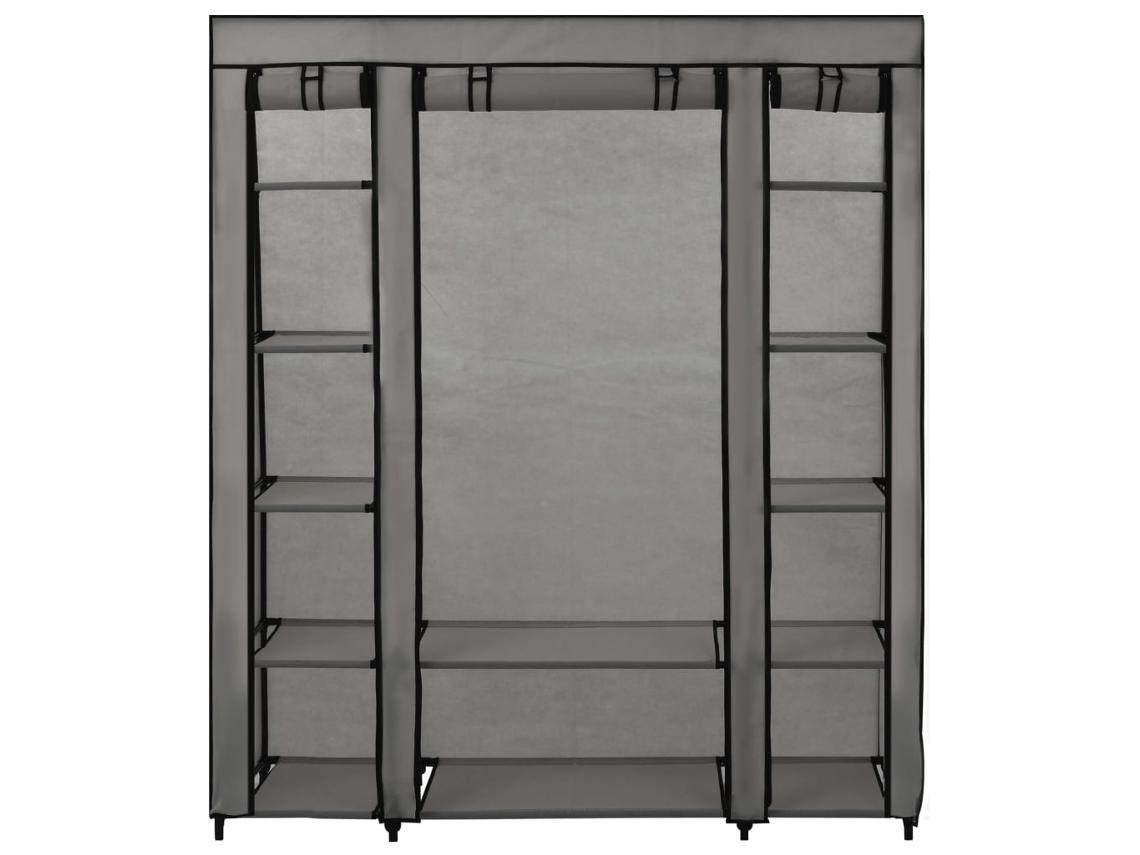 Armario con compartimentos y barras para colgar, tela gris, 150x45x176 cm, MAISON EXCLUSIVE