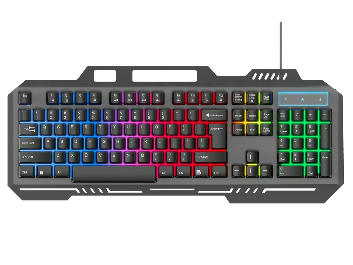 Teclado para juegos con cable Yuysan T16, luminoso, USB, placa de metal de hierro, soporte para teléfono móvil, teclado silencioso (inglés)
