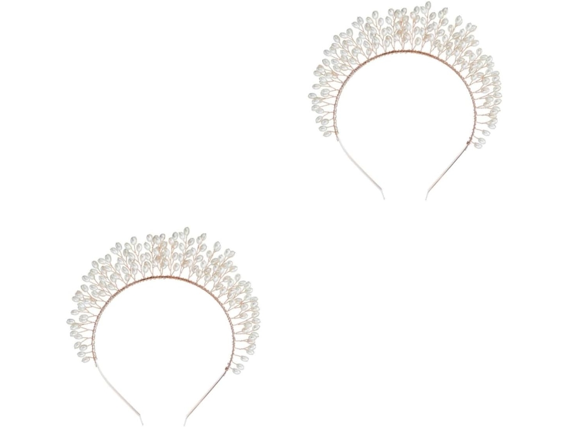 Corona De Boda Tejida De 2 Piezas, Accesorio Nupcial Elegante Rosa Hecho A Mano Para Eventos Especiales.
