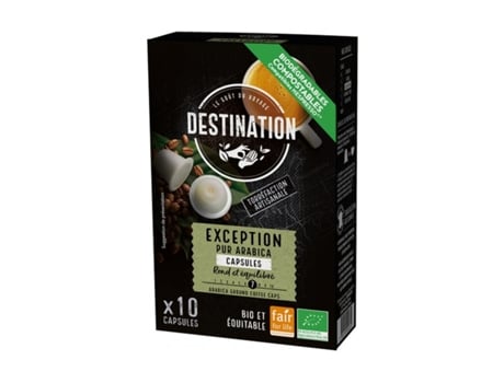 DESTINATION BIO Cápsulas Biodegradables Pur Arabica Exception 10 Cápsulas