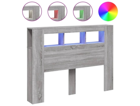 Cabecero LED madera ingeniería VIDA XL gris Sonoma (140x18,5x103,5 cm)