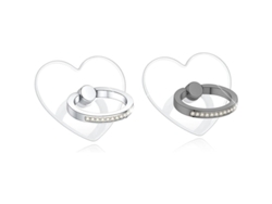 Soporte De Anillo Para Teléfono Transparente Con Forma De Corazón Y Purpurina Plateada/negra Para Mujer.