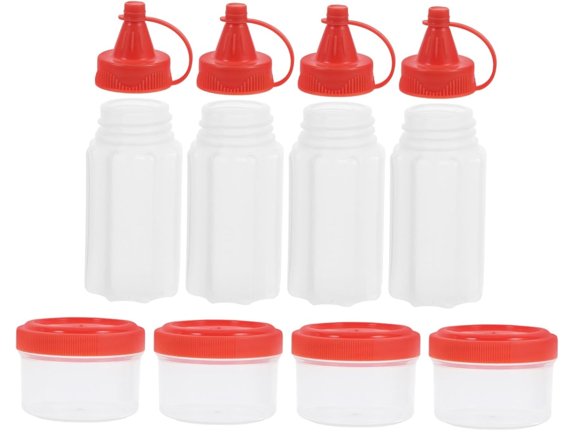 1 Juego De Mini Botellas Exprimibles Con Tapa Para Tarros De Condimentos Y Salsas.