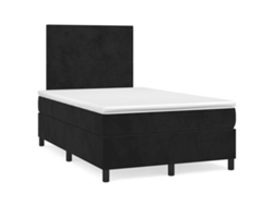 Cama Box Spring Con Colchón Y Led Terciopelo Negro 120x190 Cm