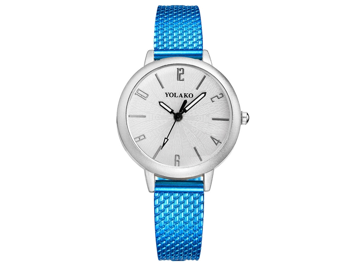 Reloj De Pulsera De Cuarzo Para Mujer Con Correa De Plástico, Estilo Casual, Azul.