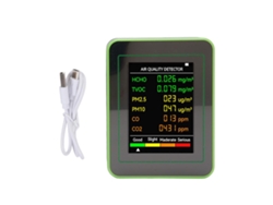 Detector Portátil De Calidad Del Aire Co2 Tvoc Hcho Pm2.5 Pm10 Con Pantalla Digital Lcd