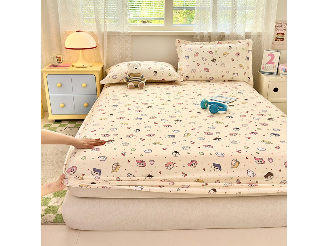 Funda De Colchón, Sábana Bajera Ajustable Estampada De Algodón Puro, Ideal Para Habitaciones Infantiles. Diseño De Dibujos Animados. 120 X 200 Cm. Panoona