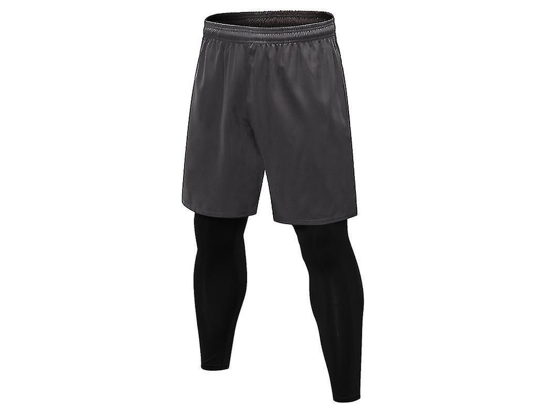 2026-pantalones Deportivos Falsos De Dos Piezas 2 En 1 Para Hombre Leggings Largos Tights Ropa De Correr