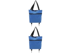 Juego de 2 bolsas de compra plegables, bolsa de compra grande, bolsa de compra plegable con ruedas GOKOCO