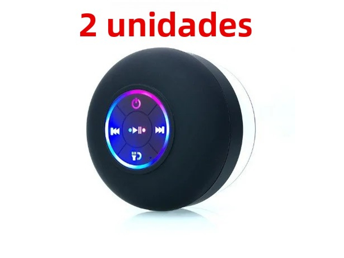 Nuevo altavoz inalámbrico Bluetooth LED impermeable para baño Mdug (2 negros)