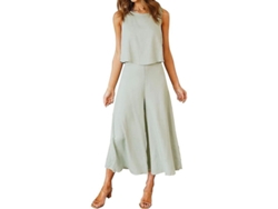 2026-conjunto De 2 Piezas Para Mujer Roylamp Verano: Top Básico De Cuello Redondo Y Pantalones Anchos Cropped