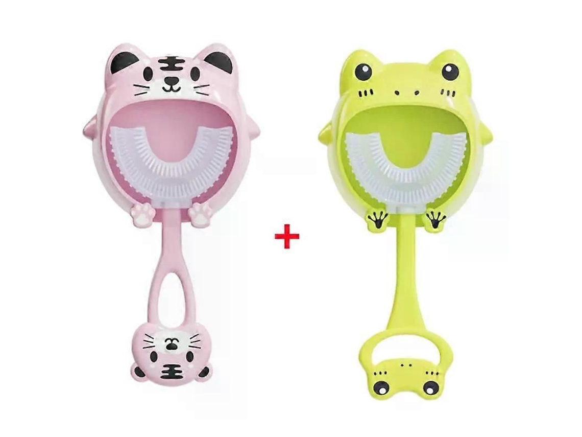 Cepillo de dientes infantil en forma de U con diseño de animales, para bebés, limpieza bucal de 360 grados y mordedor de silicona. GOKOCO