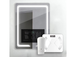 Espejo vertical de baño iluminado con pantalla táctil de 21,5 Báscula biométrica y sensor de piel 70x90cm