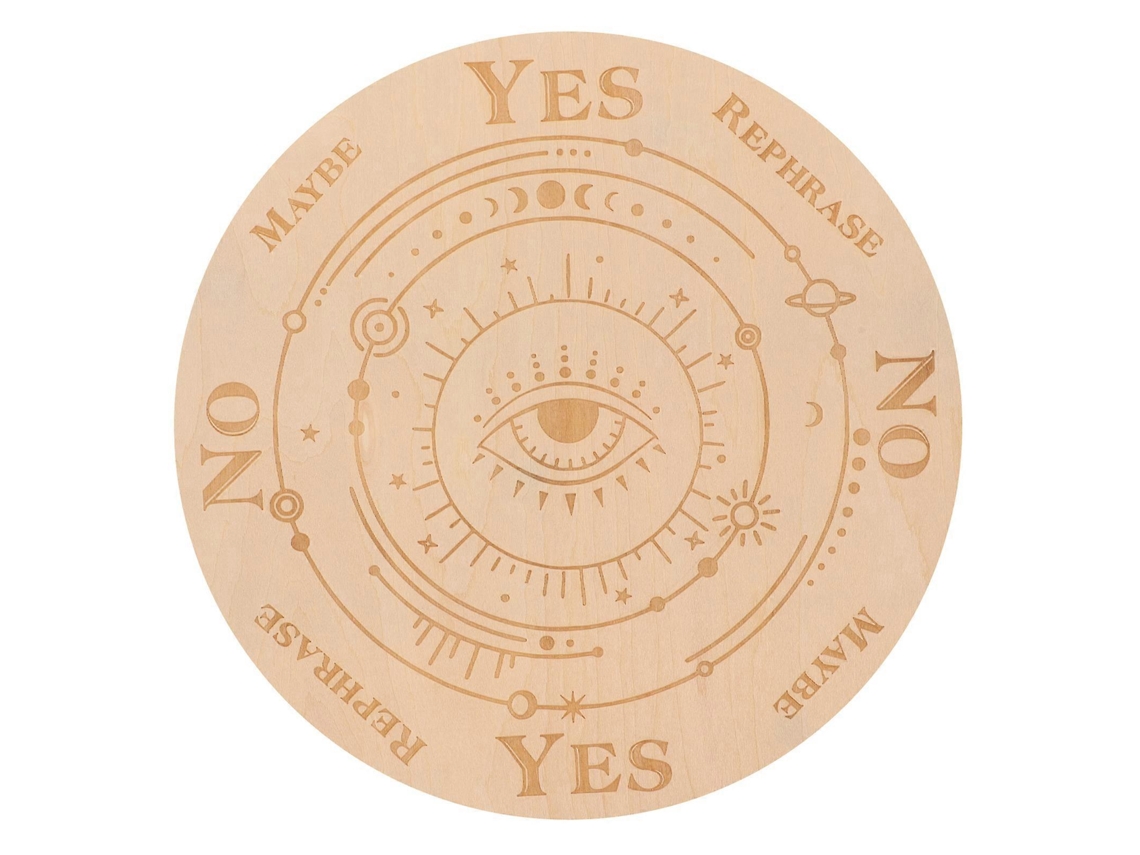Tablero De Péndulo De Madera Wicca Con Ojo Maligno Para Adivinación Y Decoración Ritual 20,00x20,00x0,20cm