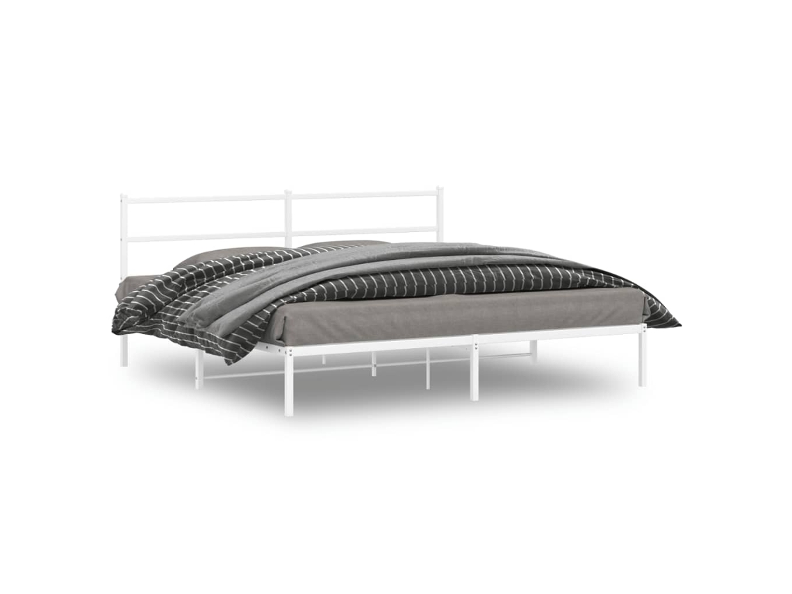 Estructura Cama Sin Colchón Con Cabecero Metal Blanco 193x203cm