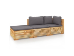 Conjunto 3 muebles de jardín VIDAXL y cojines madera maciza teca