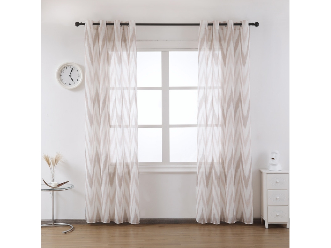 Cortina de gasa estampada 140 x 260 cm Marrón - Individual