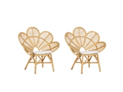 Conjunto de 2 cadeiras BELIANI Florentine de Rattan/vime Natural 95x68x107