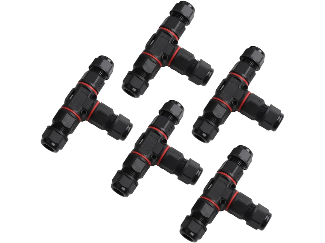 Paquete De 5 Conectores De Cable Impermeables En Forma De T Ip68 3 M20 Para Iluminación