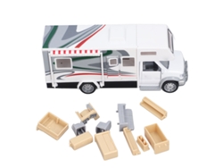 Coche-casa De Juguete Para Niños Con Luces Y Sonidos, Puertas Que Se Abren, Simulación De Autocaravana, Blanco