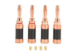 4 Conectores Banana De Latón Chapado En Oro Con Carcasa De Fibra De Carbono Y Tornillo Abierto Para Cable De Altavoz De