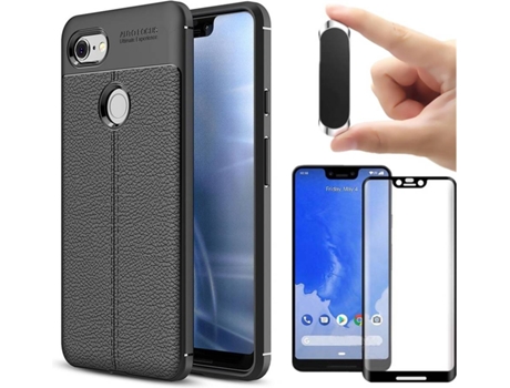 Kit Funda, Protector y Soporte Google Pixel 3xl Rugged Leather Gris