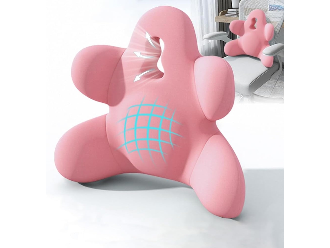 Almohada De Apoyo Lumbar Para Silla De Oficina, Ergonómica, De Espuma Viscoelástica, Color Rosa. Gertiz