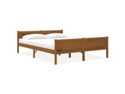 Estructura Cama Sin Colchón Madera Pino Marrón Miel 140x200 Cm