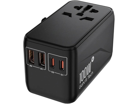 Cargador Viagem Universal Gan Fast ANTIIMPACTO! Negro