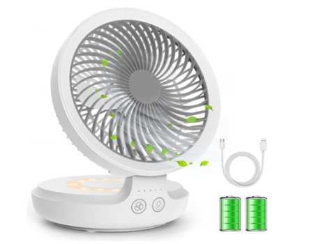 Ventilador de escritorio USB Ventilador de escritorio portátil Ventilador de escritorio oscilante silencioso recargable con luz nocturna 4 velocida...