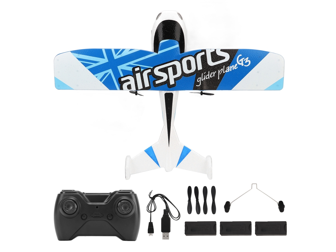 Avión Teledirigido De 2,4 Ghz Con Luz Led, Planeador De Plástico Epp Para Principiantes, Adultos Y Niños - Azul - Tres Pilas