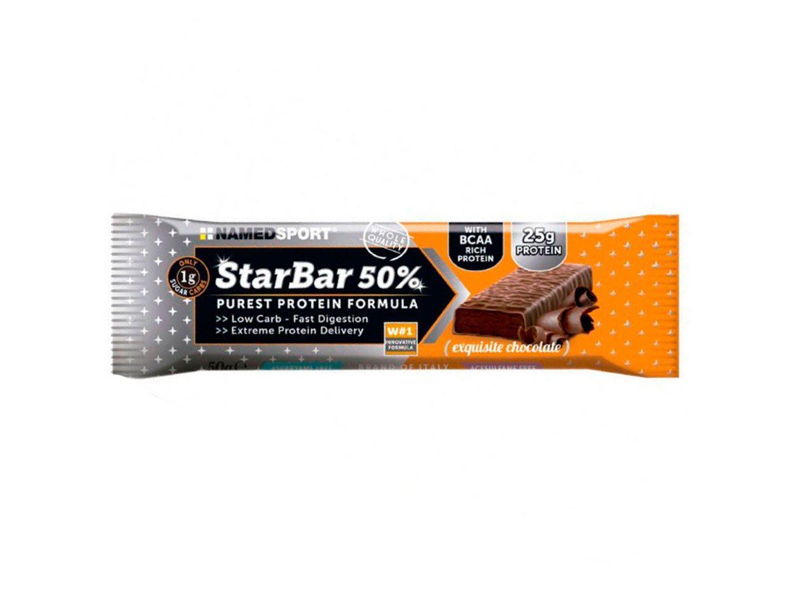 Barrita Proteína NAMEDSPORT Starbar 50% Protein Exquisite Chocolate (50g)