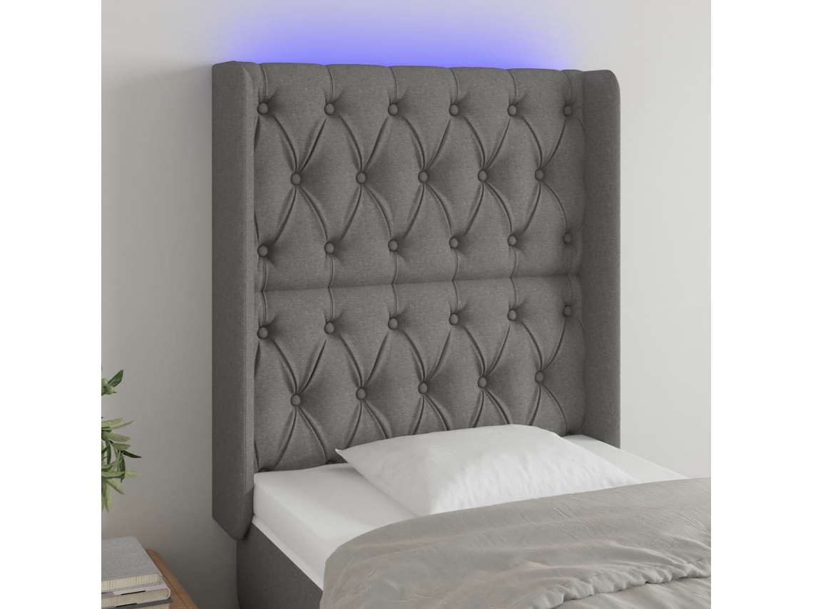 Cabecero Con Led De Tela Gris Oscuro 83x16x118/128 Cm