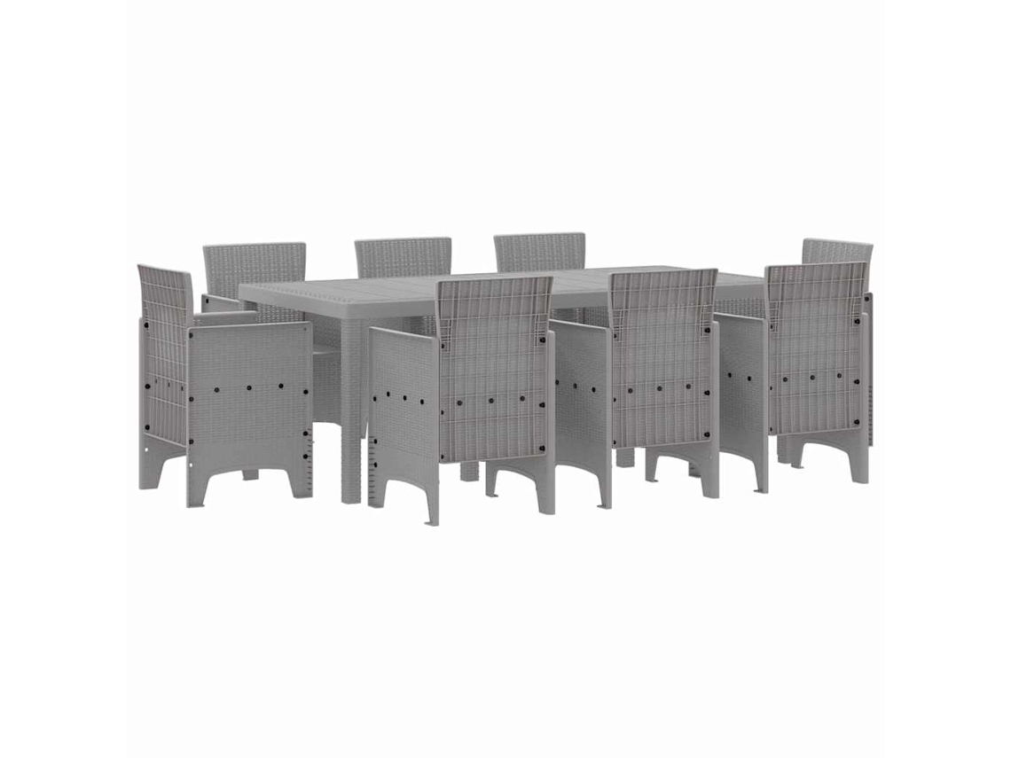 Maison Exclusive - Conjunto De Comedor De Jardín 9 Pcs Gris Claro Polipropileno