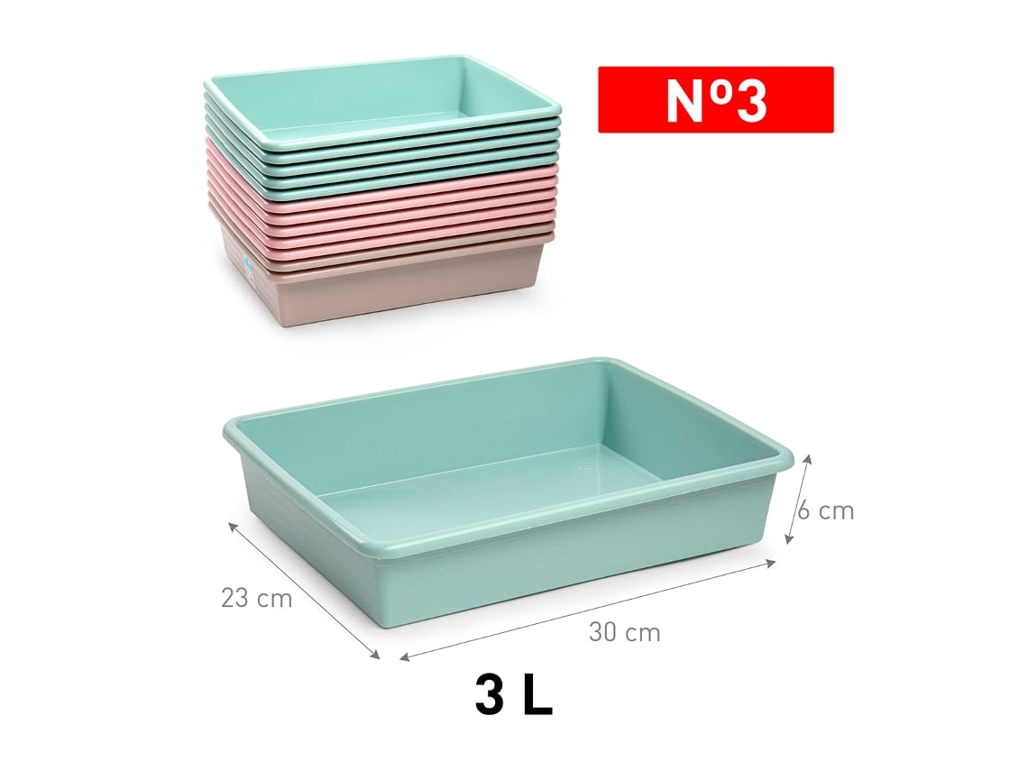 Pack de Cajas de Ordenación PLASTIC FORTE (34.5 x 26 x 6.5 cm - Plástico -  Multicolor)