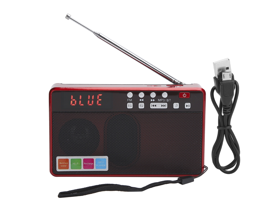 Radio Fm Portátil Bluetooth Con Antena Telescópica Y Reproductor De Música De 87,5-108 Mhz