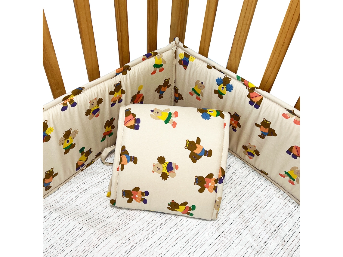 Juego De Protectores De Cuna Panoona 4 Piezas (2 X 132 Cm + 2 X 68,5 Cm) Color Marrón