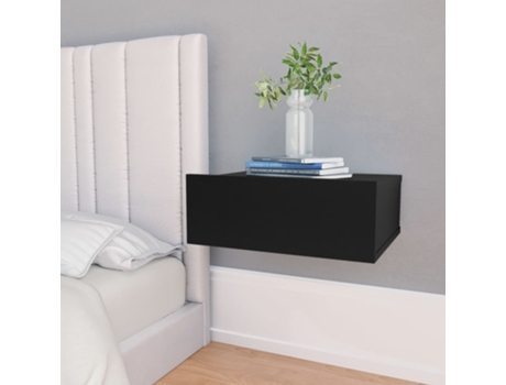 MAISON EXCLUSIVE Mesita de noche flotante madera contrachapada negro 40x30x15cm