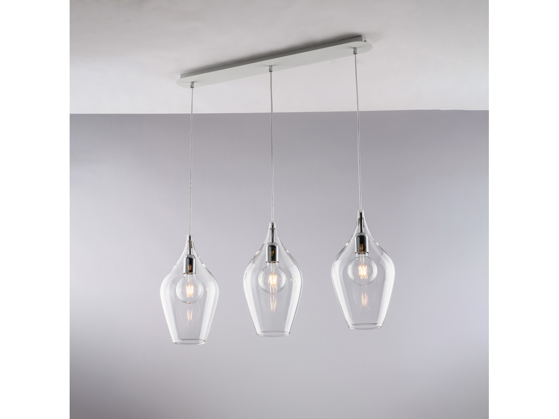 Ares - Riel De Hierro Con Cristal Pyrex Transparente 3 Luces L.75 X 10 - Bl273-bin3-tr