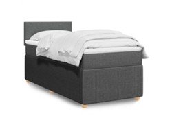 Cama Box Spring Con Colchón Tela Gris Oscuro 100x200 Cm