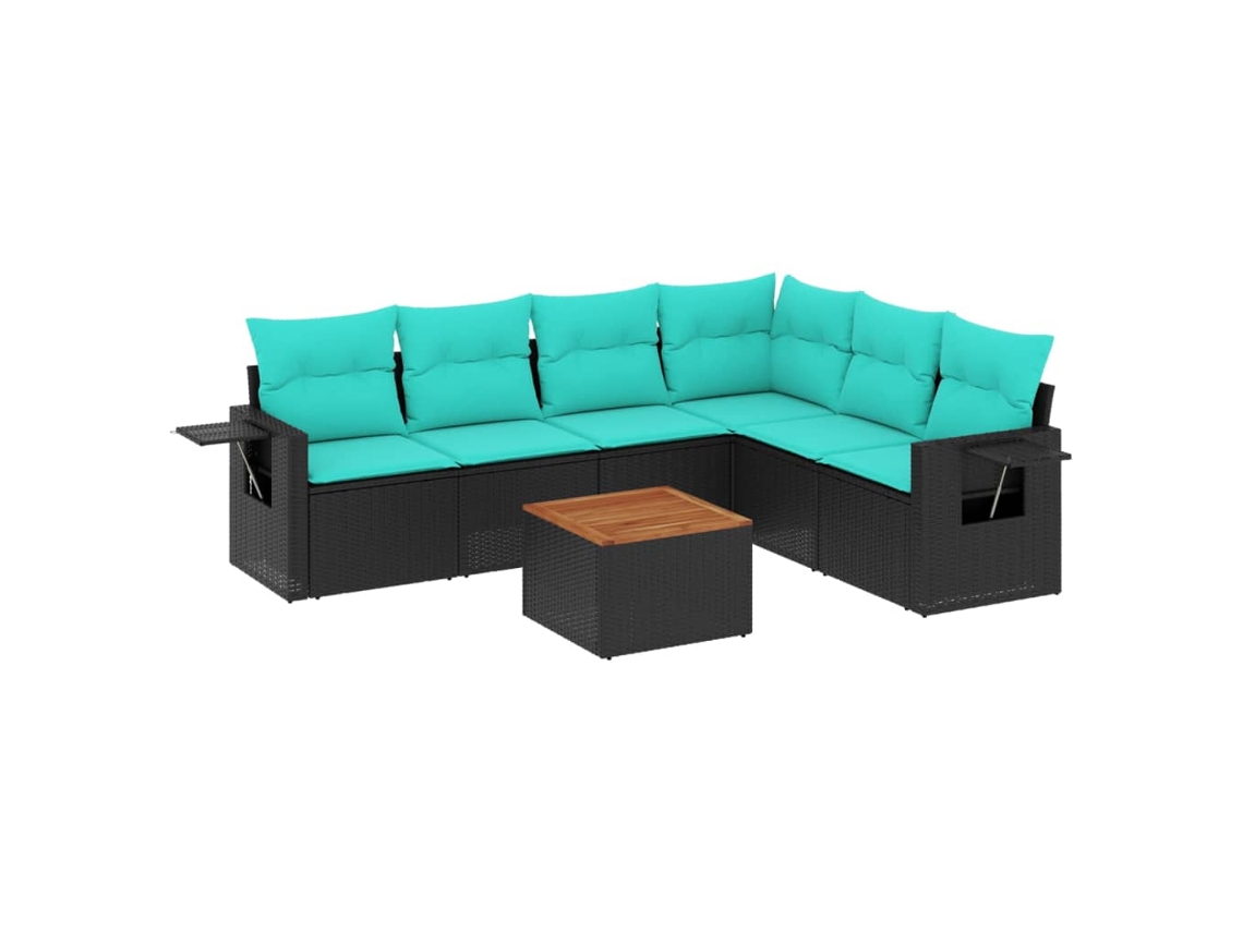 Maison Exclusive - Conjunto De Sofá De Jardín De 7 Piezas Con Cojines, De Poliratán Negro